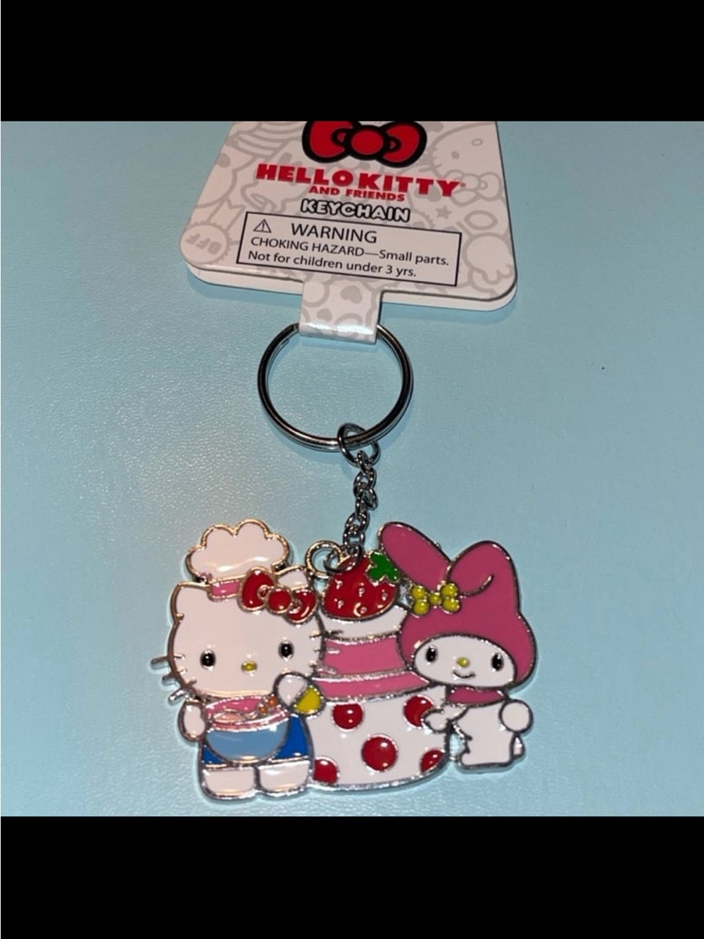 Hello Kitty & My Melody Strawberry Cake Keychain